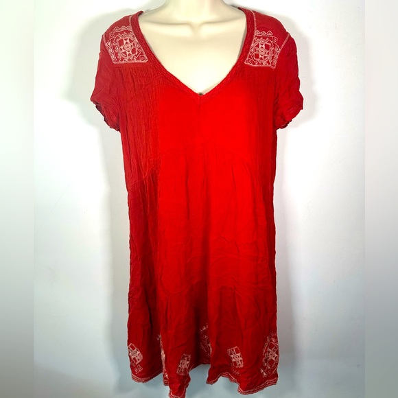 Knox Rose Red Boho Embroidered Dress, Size Small - Picture 1 of 6